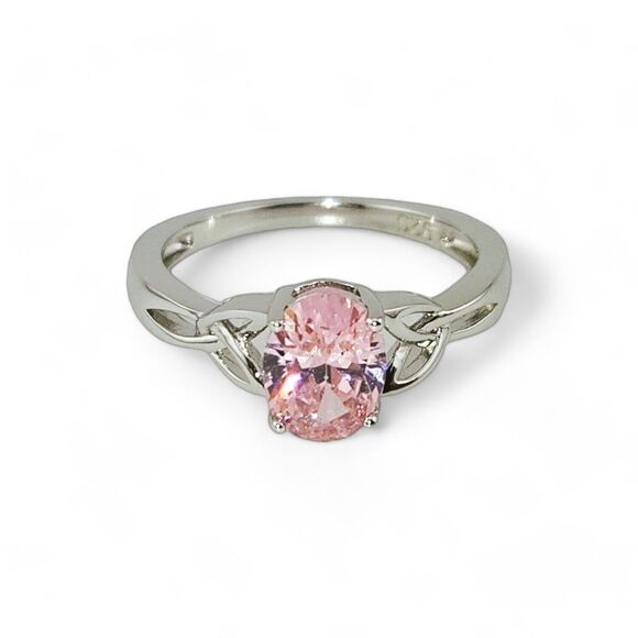 Sterling Silver Jewelry - Sterling Silver 925 Charmed Oval Pink CZ Ring